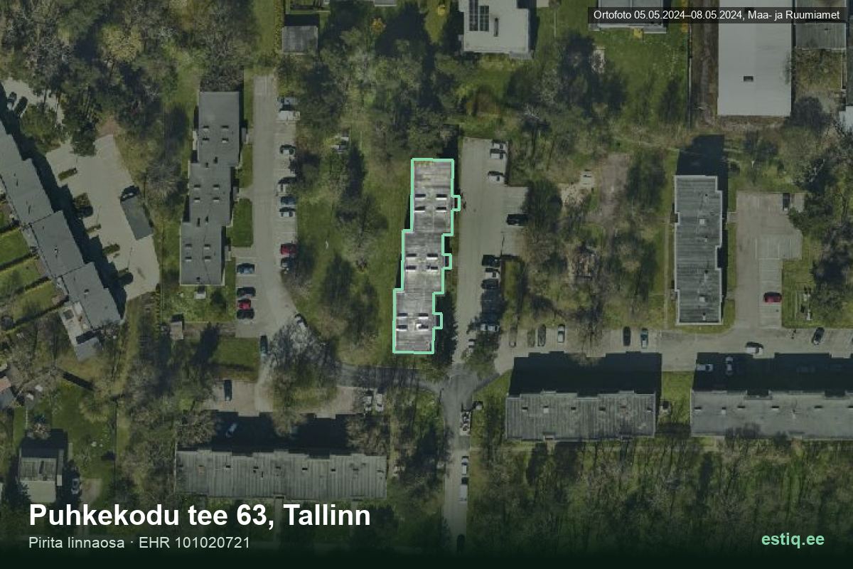 Puhkekodu tee 63, Tallinn – ilmakuva rakennuksesta, ääriviiva rakennusrekisteristä (EHR)