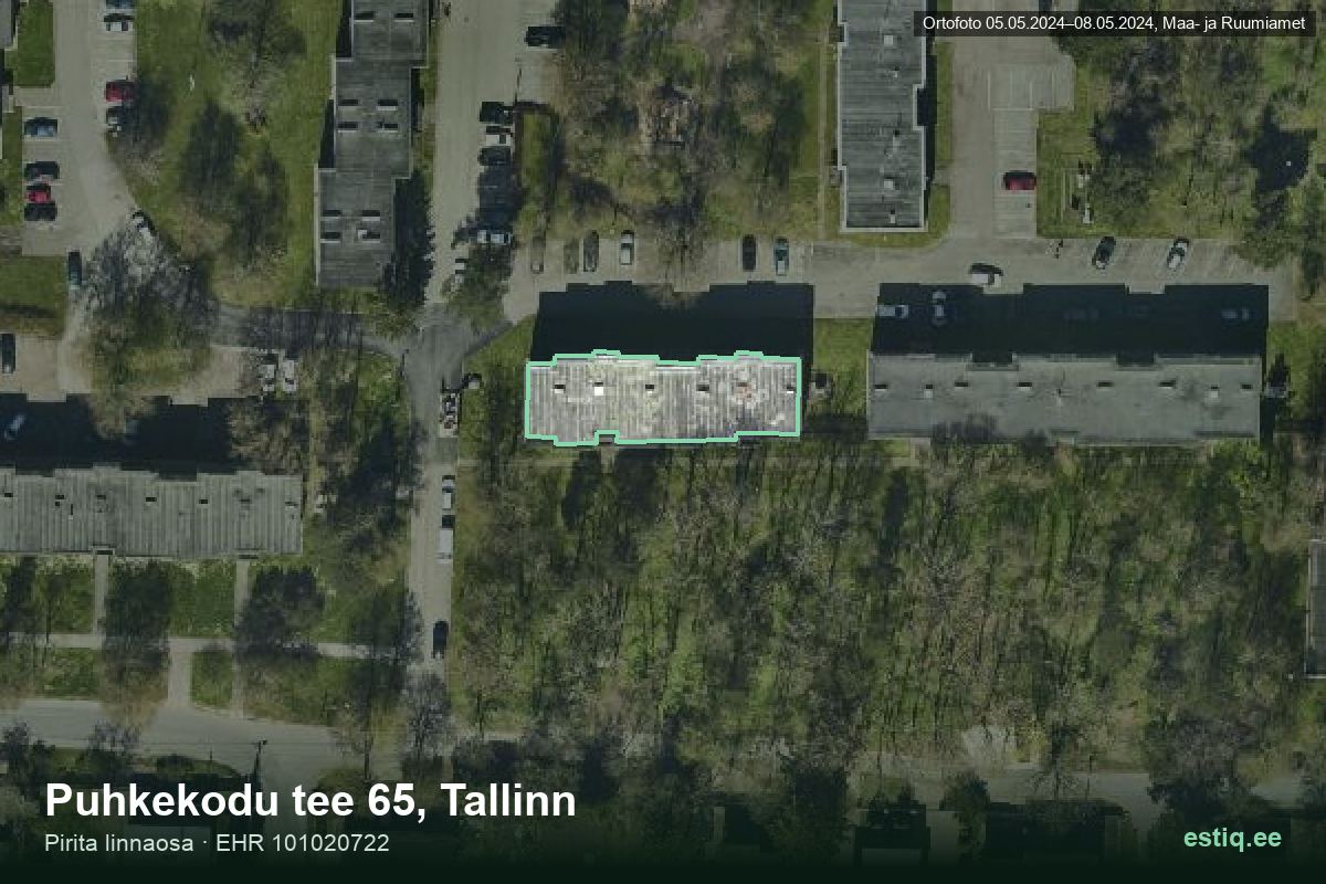 Puhkekodu tee 65, Tallinn – ilmakuva rakennuksesta, ääriviiva rakennusrekisteristä (EHR)