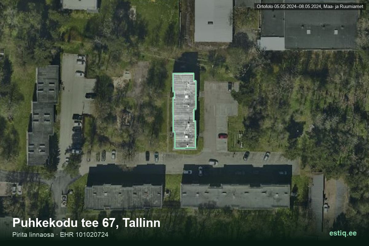 Puhkekodu tee 67, Tallinn – aerial photo of the building, outline from the Building Register (EHR)