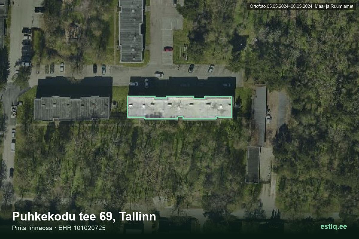 Puhkekodu tee 69, Tallinn – ilmakuva rakennuksesta, ääriviiva rakennusrekisteristä (EHR)