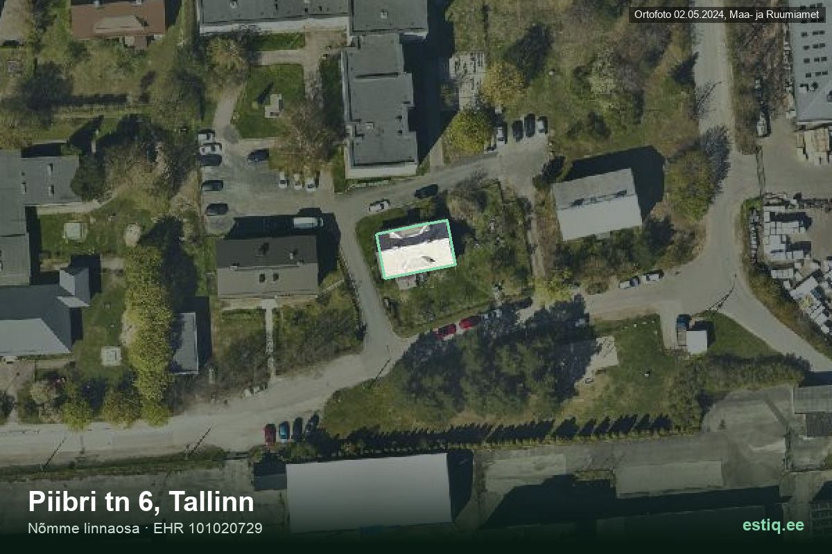 Piibri tänav 6, Tallinn – hoone aerofoto, kontuur ehitisregistri (EHR) andmetest