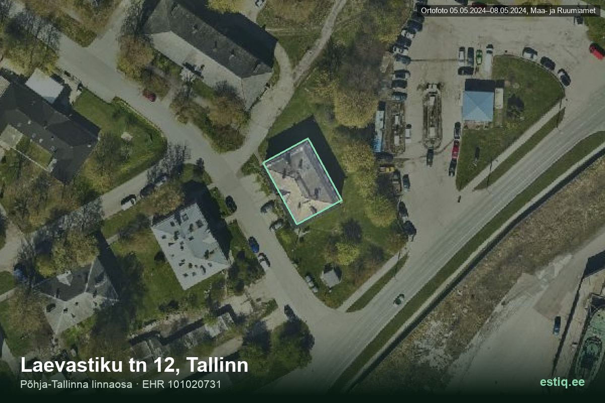 Laevastiku tänav 12, Tallinn – hoone aerofoto, kontuur ehitisregistri (EHR) andmetest