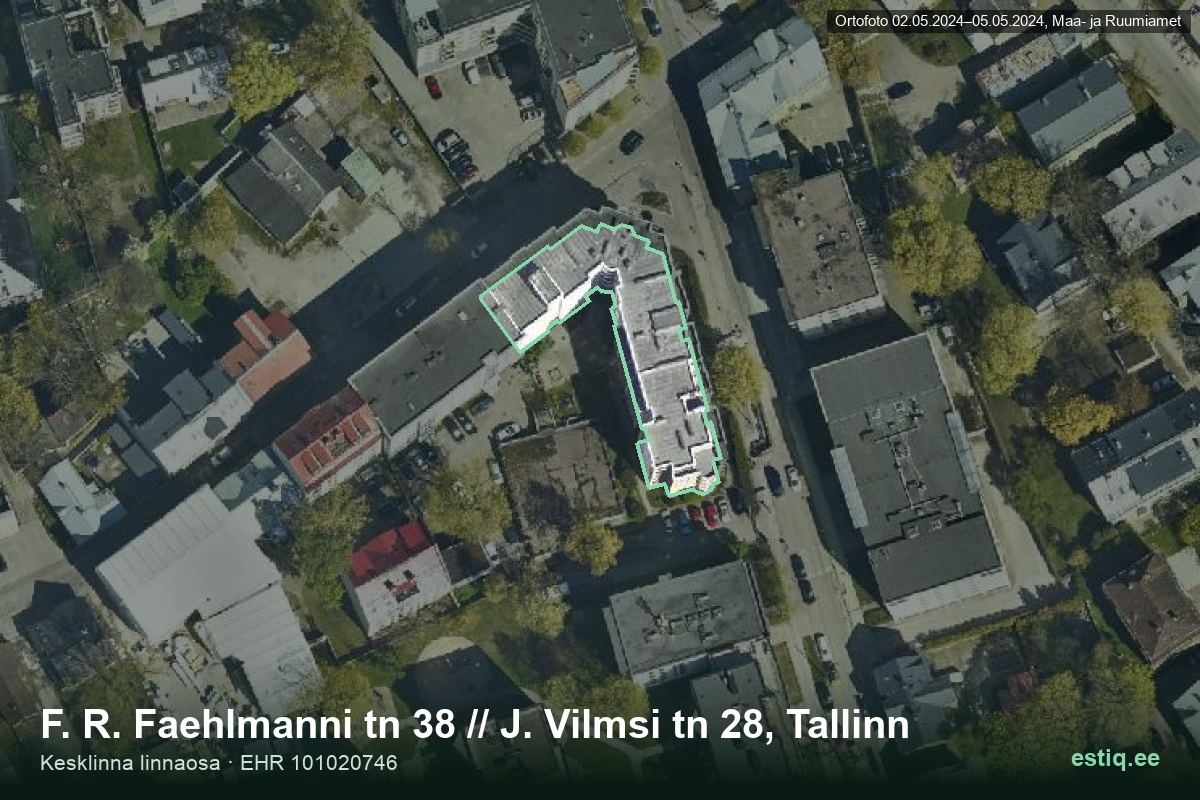 F. R. Faehlmanni tänav 38, Tallinn – ilmakuva rakennuksesta, ääriviiva rakennusrekisteristä (EHR)