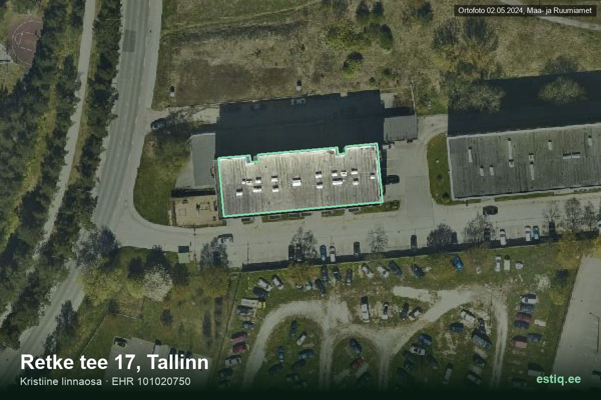 Retke tee 17, Tallinn – hoone aerofoto, kontuur ehitisregistri (EHR) andmetest