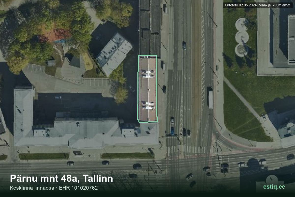 Pärnu mnt 48a, Tallinn – hoone aerofoto, kontuur ehitisregistri (EHR) andmetest