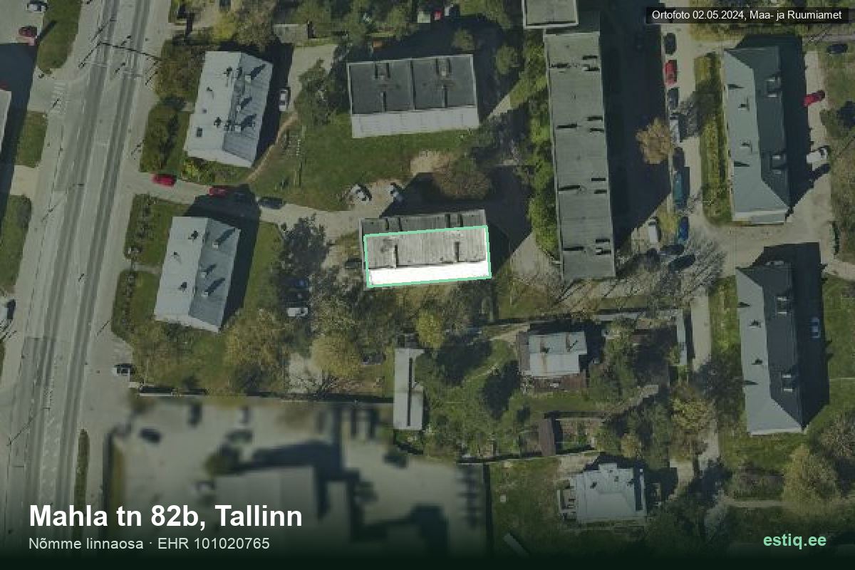 Mahla tänav 82b, Tallinn – hoone aerofoto, kontuur ehitisregistri (EHR) andmetest