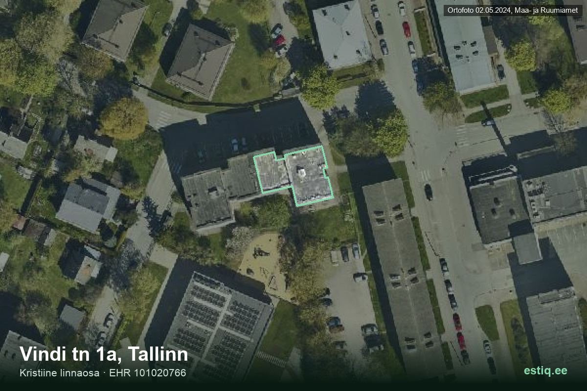Vindi tänav 1a, Tallinn – aerial photo of the building, outline from the Building Register (EHR)