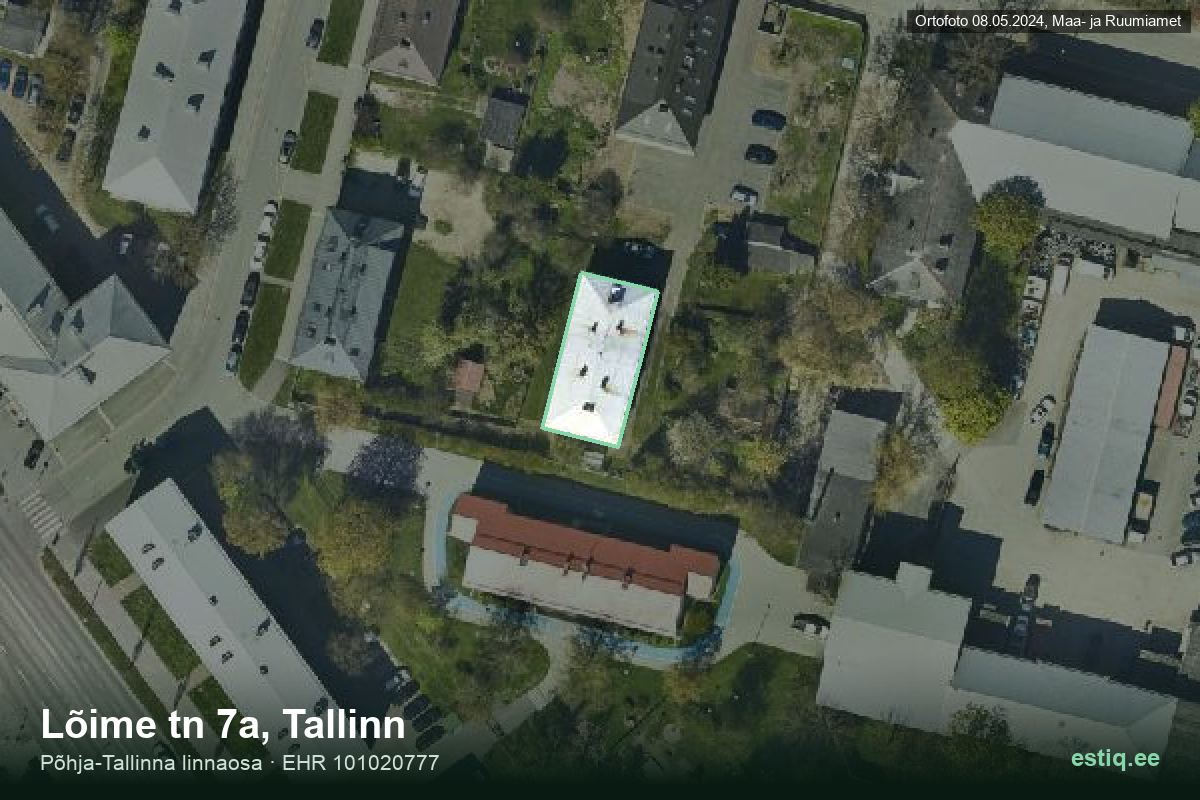 Lõime tänav 7a, Tallinn – hoone aerofoto, kontuur ehitisregistri (EHR) andmetest