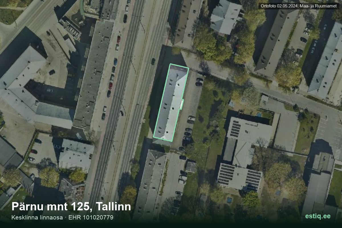 Pärnu mnt 125, Tallinn – hoone aerofoto, kontuur ehitisregistri (EHR) andmetest