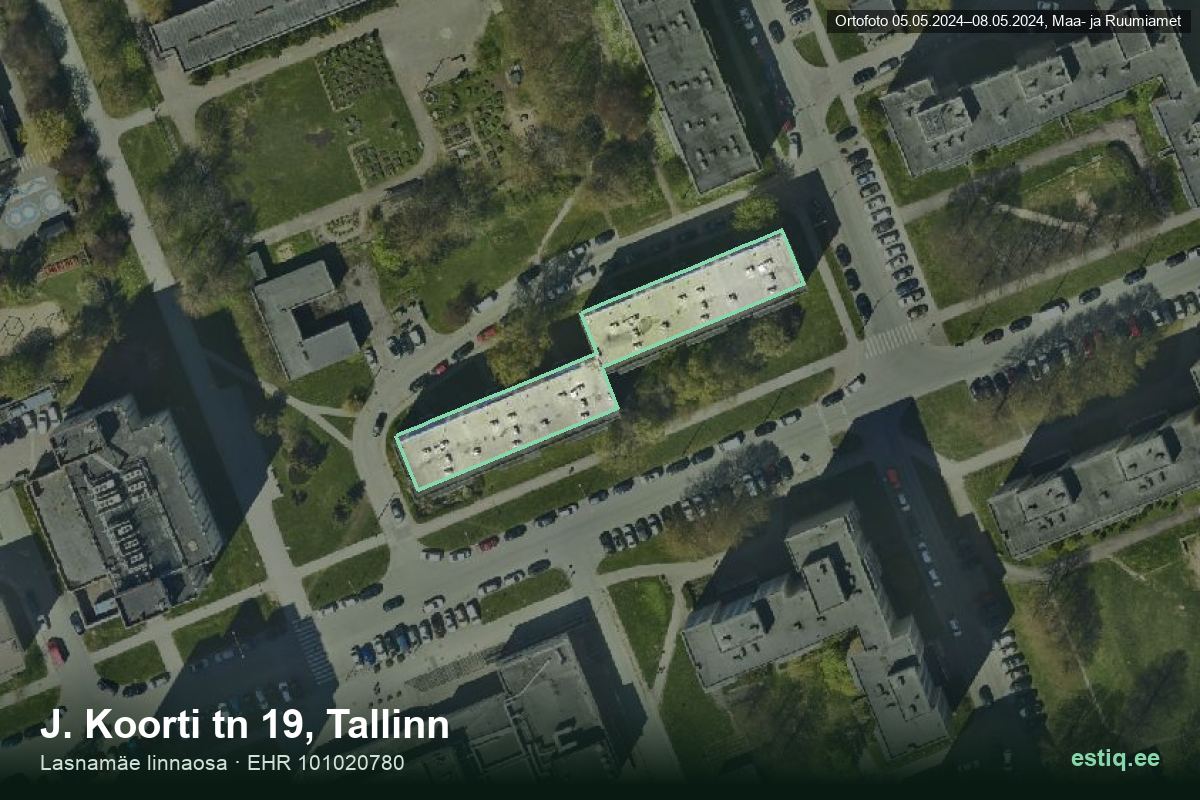 J. Koorti tänav 19, Tallinn – ilmakuva rakennuksesta, ääriviiva rakennusrekisteristä (EHR)