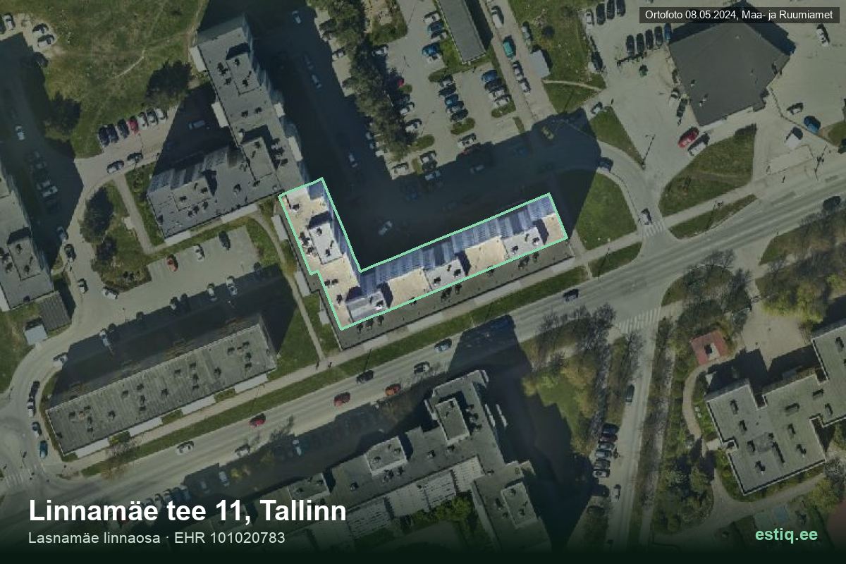 Linnamäe tee 11, Tallinn – hoone aerofoto, kontuur ehitisregistri (EHR) andmetest