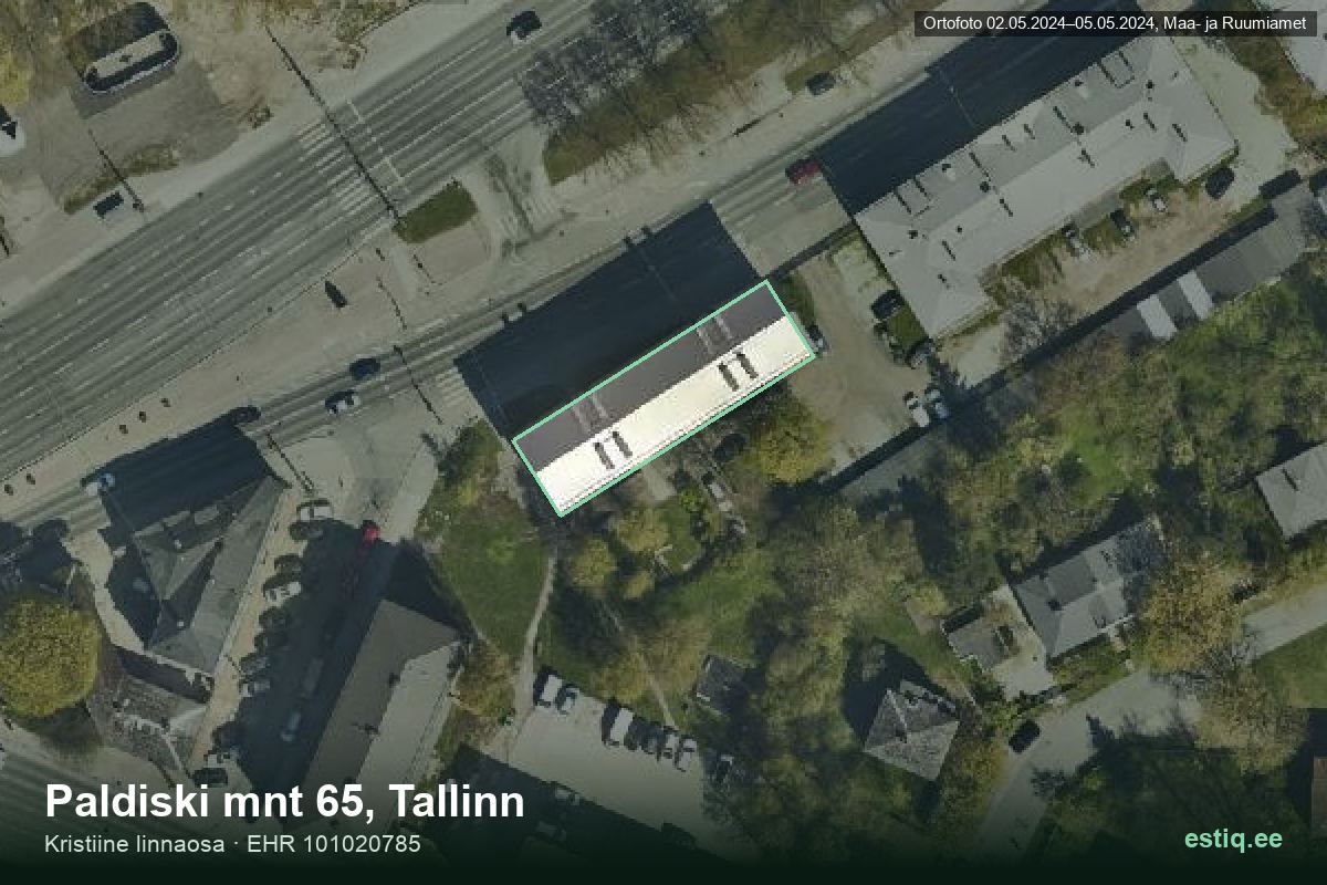 Paldiski mnt 65, Tallinn – aerial photo of the building, outline from the Building Register (EHR)