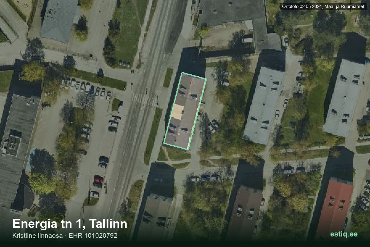 Energia tänav 1, Tallinn – аэрофото дома, контур по данным регистра строений (EHR)