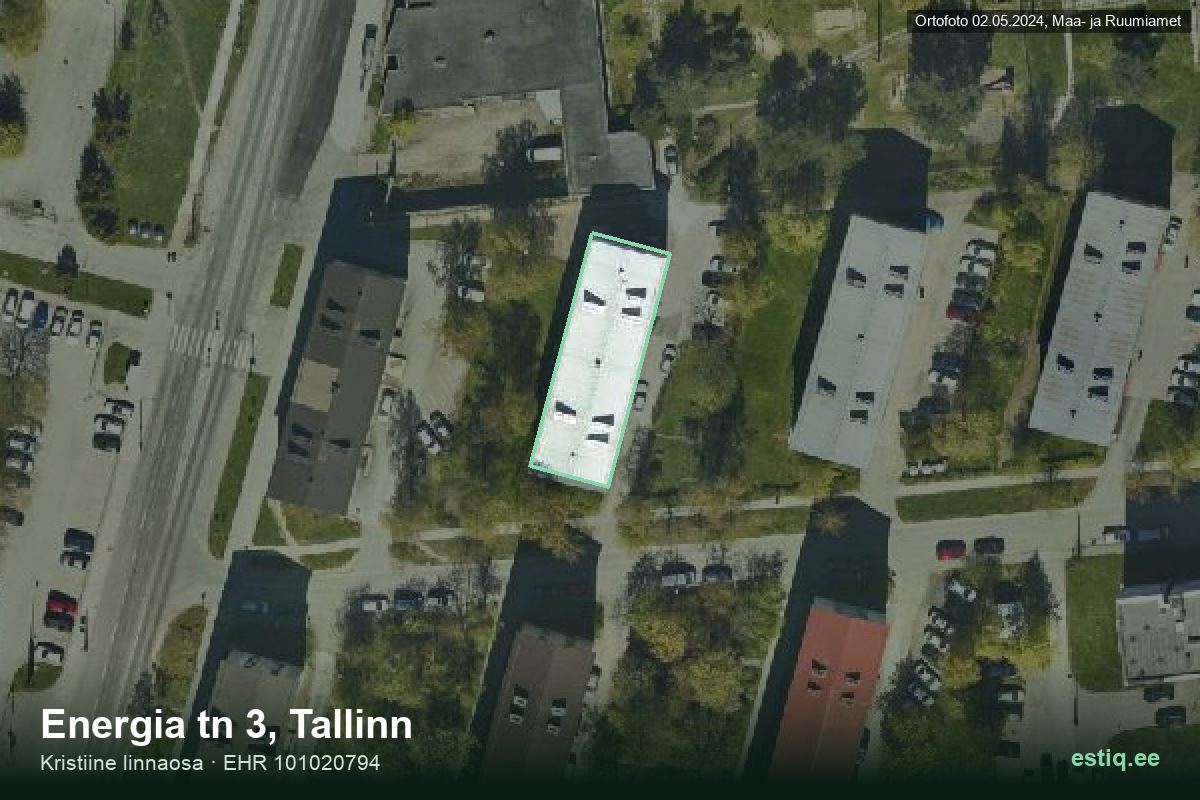 Energia tänav 3, Tallinn – ilmakuva rakennuksesta, ääriviiva rakennusrekisteristä (EHR)