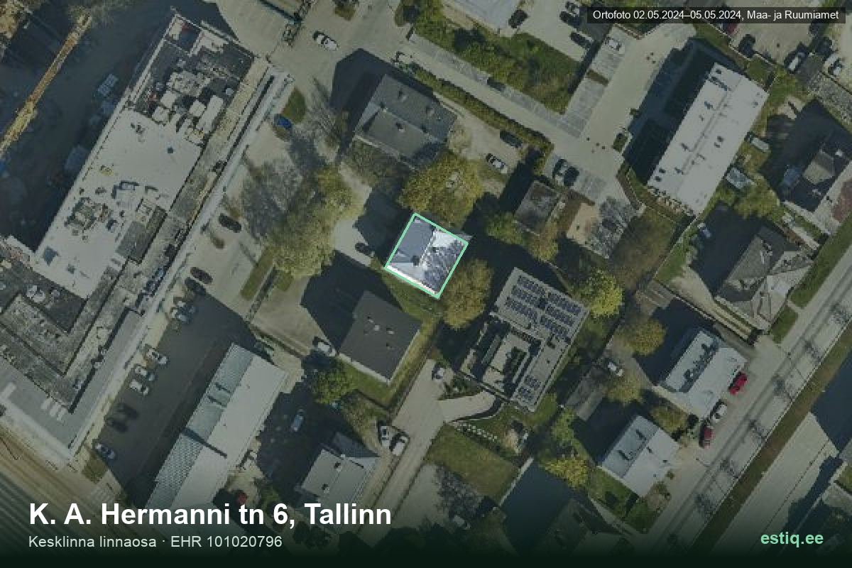 K. A. Hermanni tänav 6, Tallinn – aerial photo of the building, outline from the Building Register (EHR)