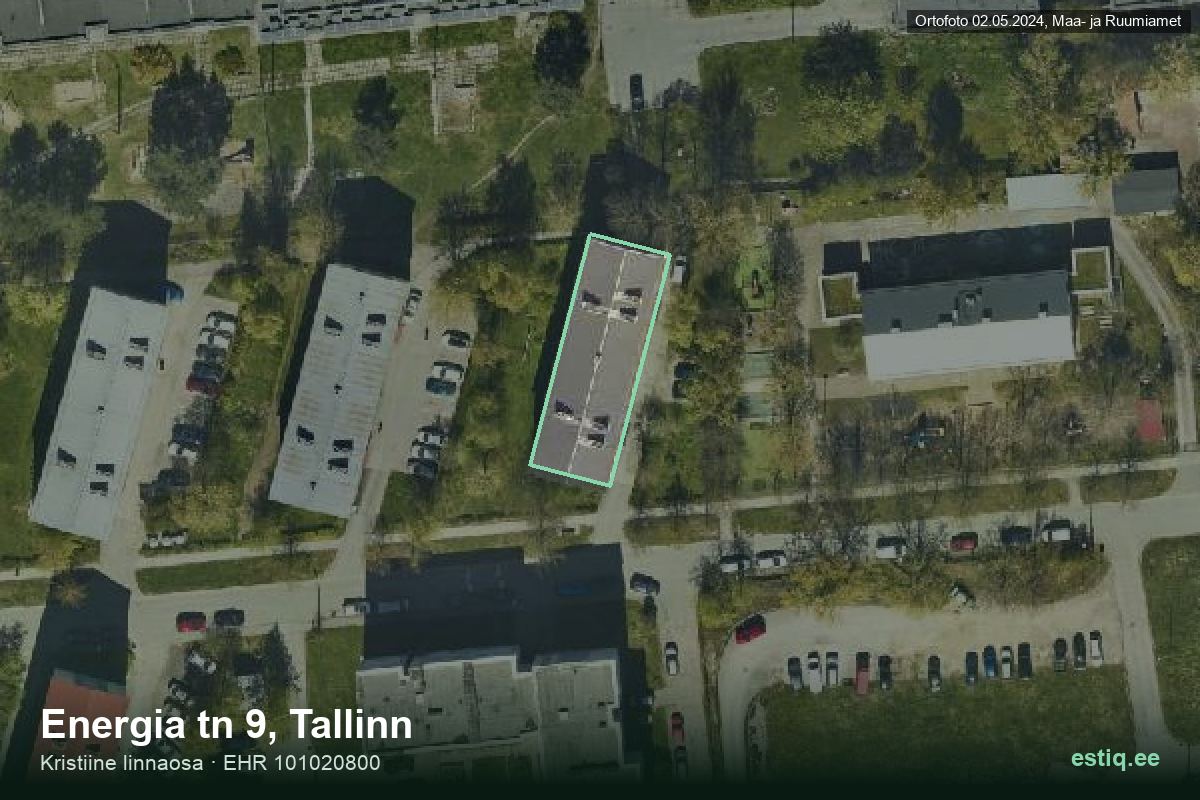 Energia tänav 9, Tallinn – hoone aerofoto, kontuur ehitisregistri (EHR) andmetest