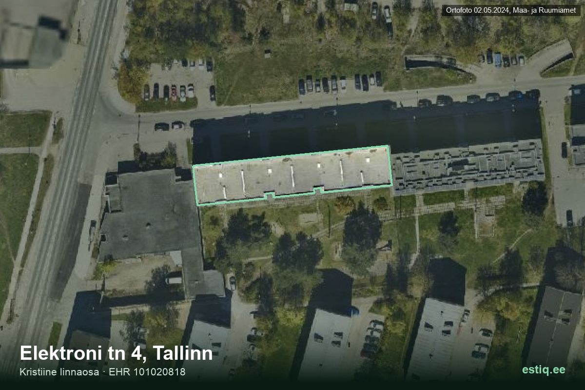 Elektroni tänav 4, Tallinn – hoone aerofoto, kontuur ehitisregistri (EHR) andmetest