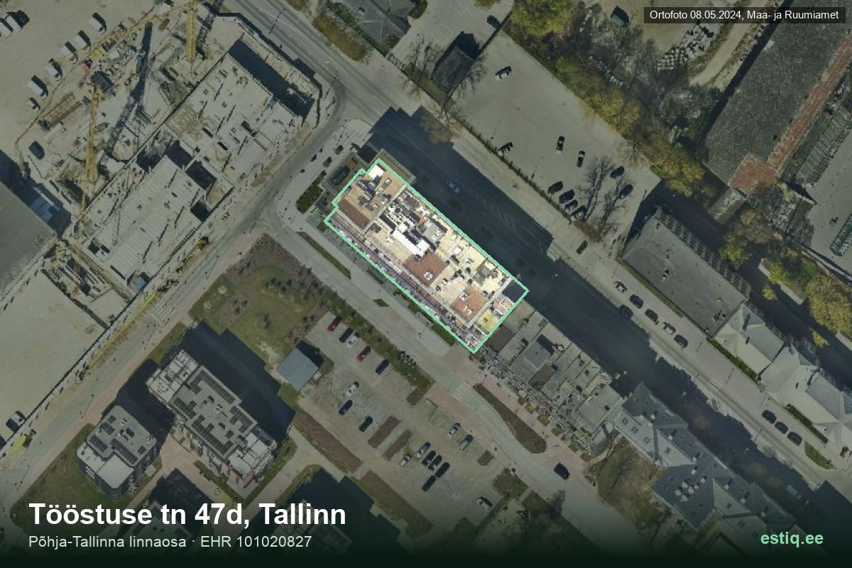 Tööstuse tänav 47d, Tallinn – hoone aerofoto, kontuur ehitisregistri (EHR) andmetest