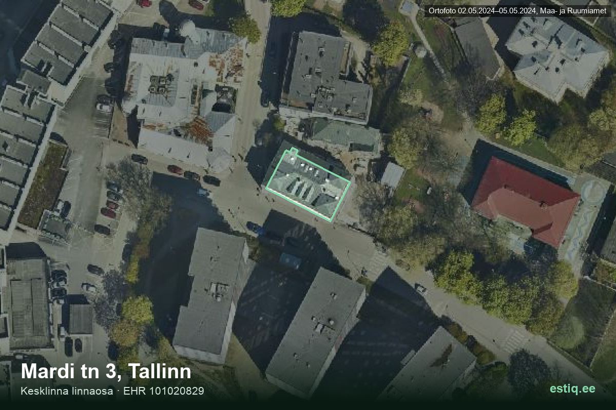 Mardi tänav 3, Tallinn – hoone aerofoto, kontuur ehitisregistri (EHR) andmetest