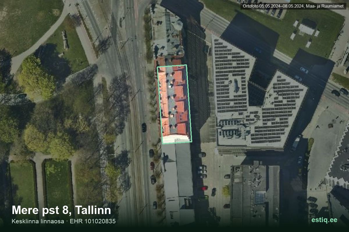Mere pst 8, Tallinn – aerial photo of the building, outline from the Building Register (EHR)