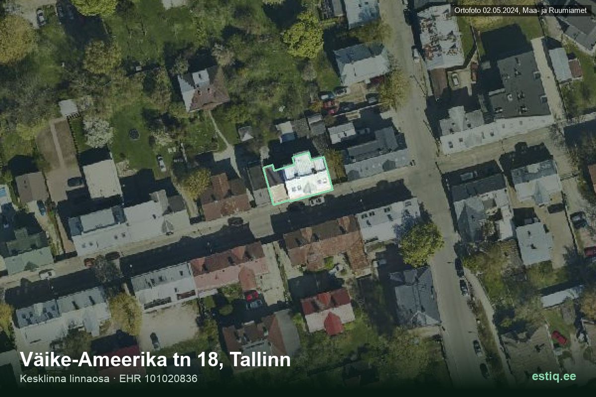 Väike-Ameerika tänav 18, Tallinn – aerial photo of the building, outline from the Building Register (EHR)