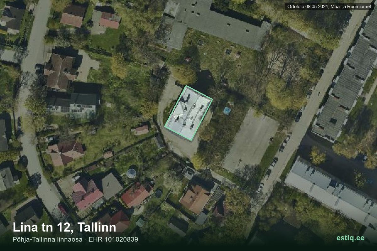 Lina tänav 12, Tallinn – hoone aerofoto, kontuur ehitisregistri (EHR) andmetest