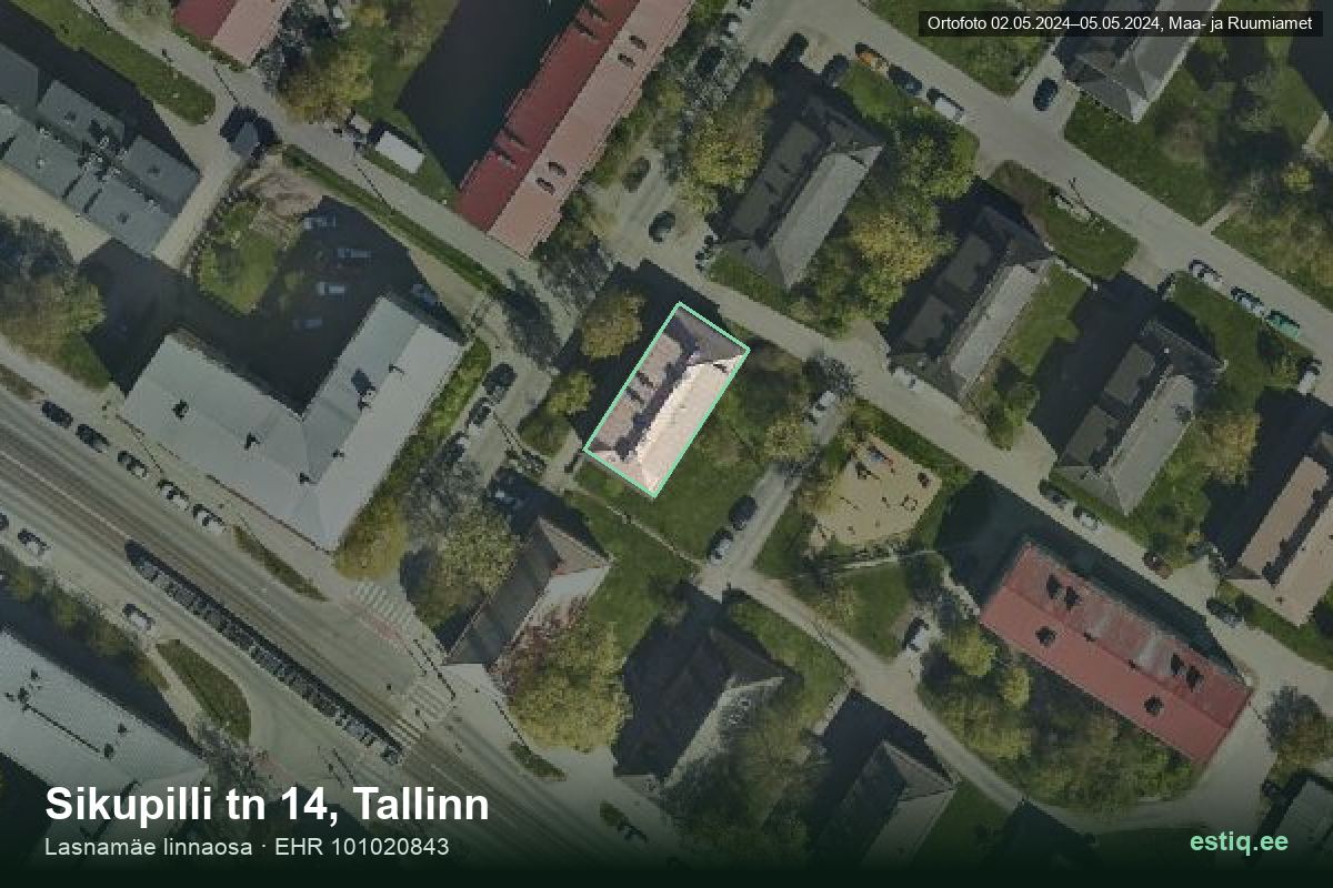 Sikupilli tänav 14, Tallinn – hoone aerofoto, kontuur ehitisregistri (EHR) andmetest