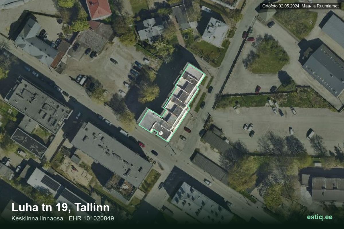 Luha tänav 19, Tallinn – aerial photo of the building, outline from the Building Register (EHR)
