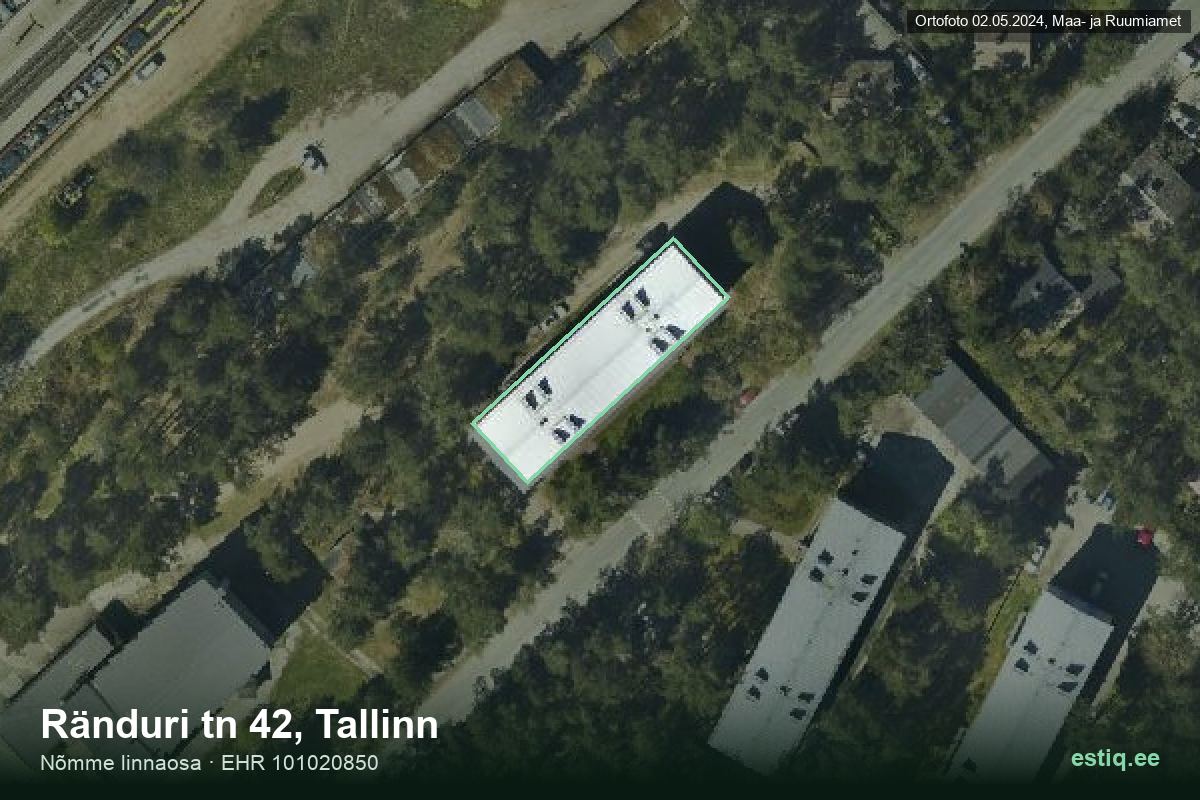 Ränduri tänav 42, Tallinn – ilmakuva rakennuksesta, ääriviiva rakennusrekisteristä (EHR)
