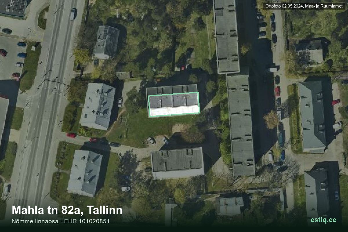Mahla tänav 82a, Tallinn – hoone aerofoto, kontuur ehitisregistri (EHR) andmetest