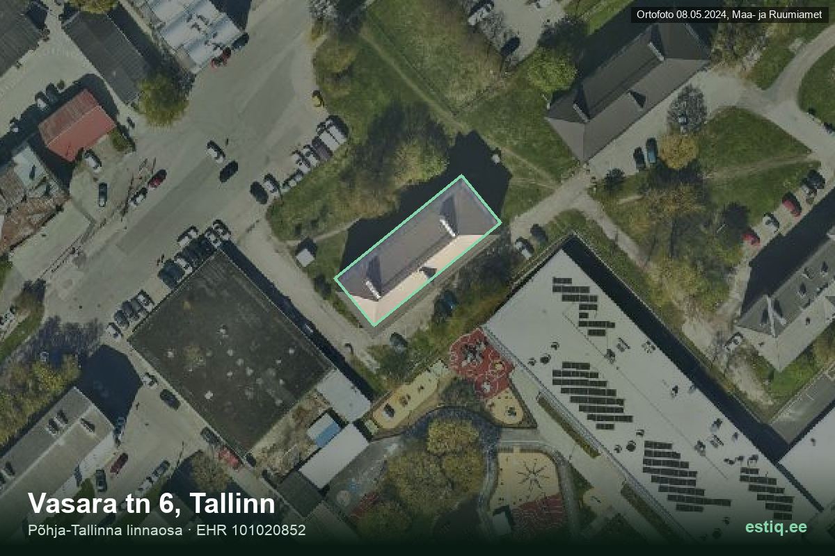 Vasara tänav 6, Tallinn – аэрофото дома, контур по данным регистра строений (EHR)