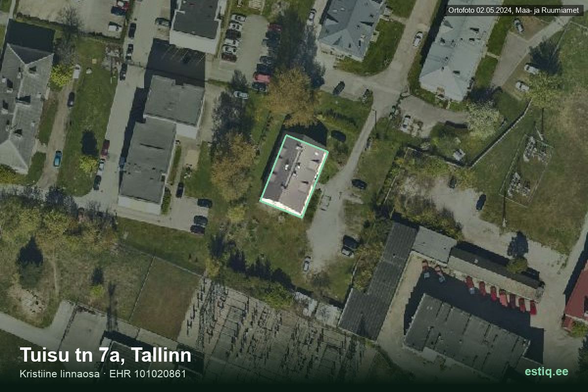 Tuisu tänav 7a, Tallinn – hoone aerofoto, kontuur ehitisregistri (EHR) andmetest