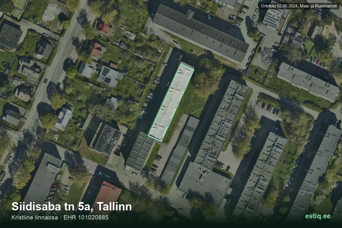 Siidisaba tänav 5a, Tallinn – aerial photo of the building, outline from the Building Register (EHR)