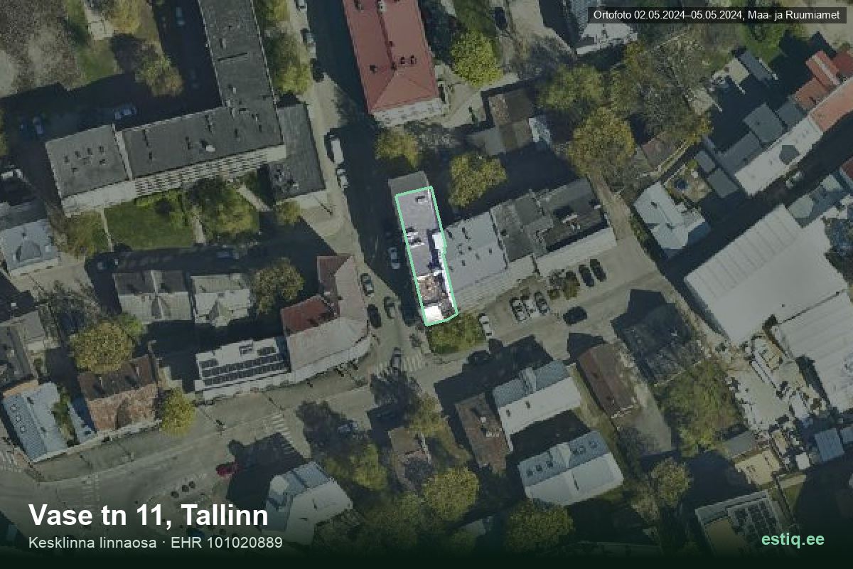 Vase tänav 11, Tallinn – aerial photo of the building, outline from the Building Register (EHR)