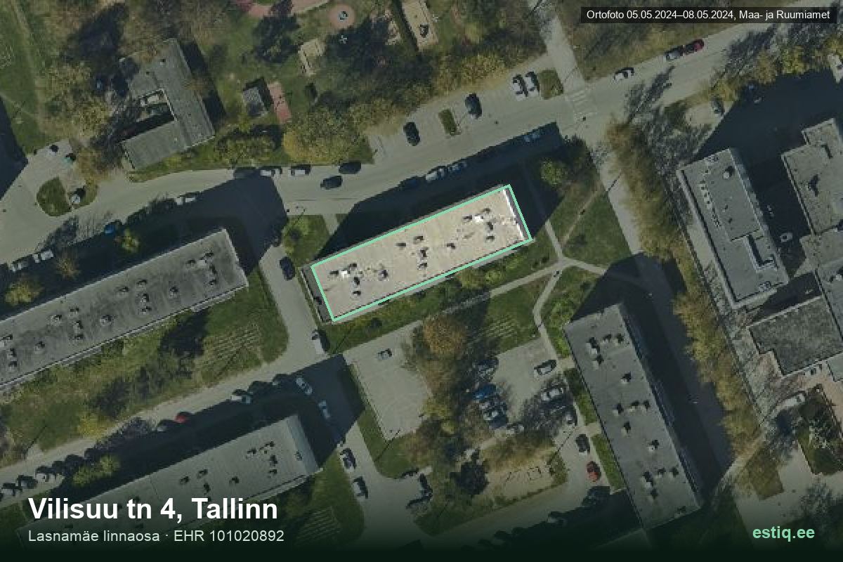 Vilisuu tänav 4, Tallinn – hoone aerofoto, kontuur ehitisregistri (EHR) andmetest
