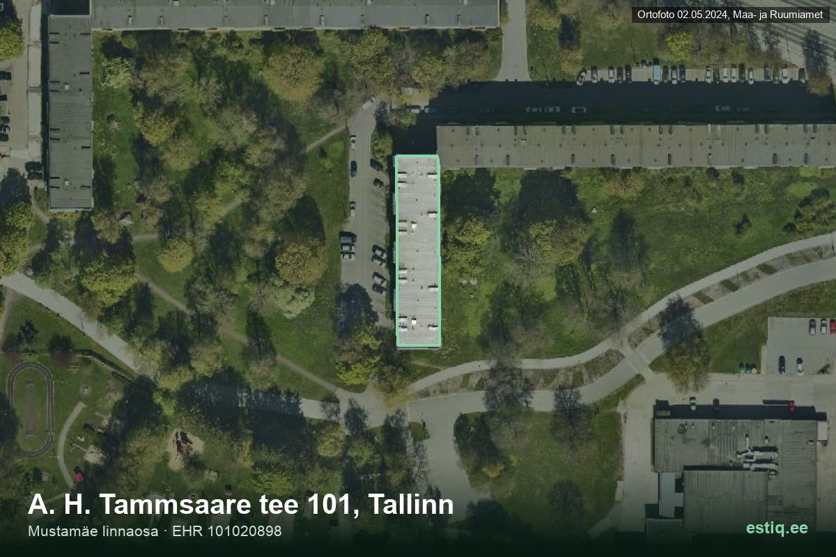 A. H. Tammsaare tee 101, Tallinn – hoone aerofoto, kontuur ehitisregistri (EHR) andmetest