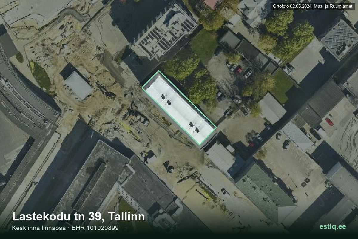 Lastekodu tänav 39, Tallinn – hoone aerofoto, kontuur ehitisregistri (EHR) andmetest
