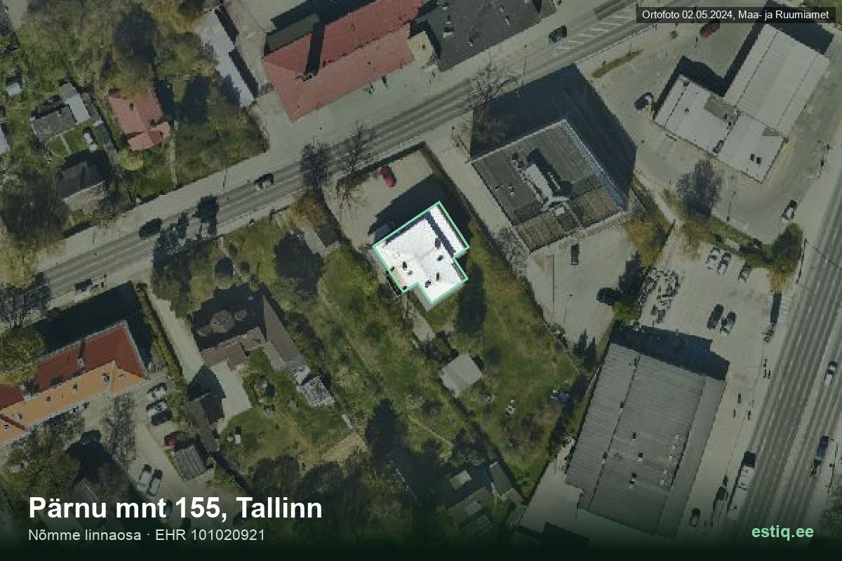 Pärnu mnt 155, Tallinn – hoone aerofoto, kontuur ehitisregistri (EHR) andmetest