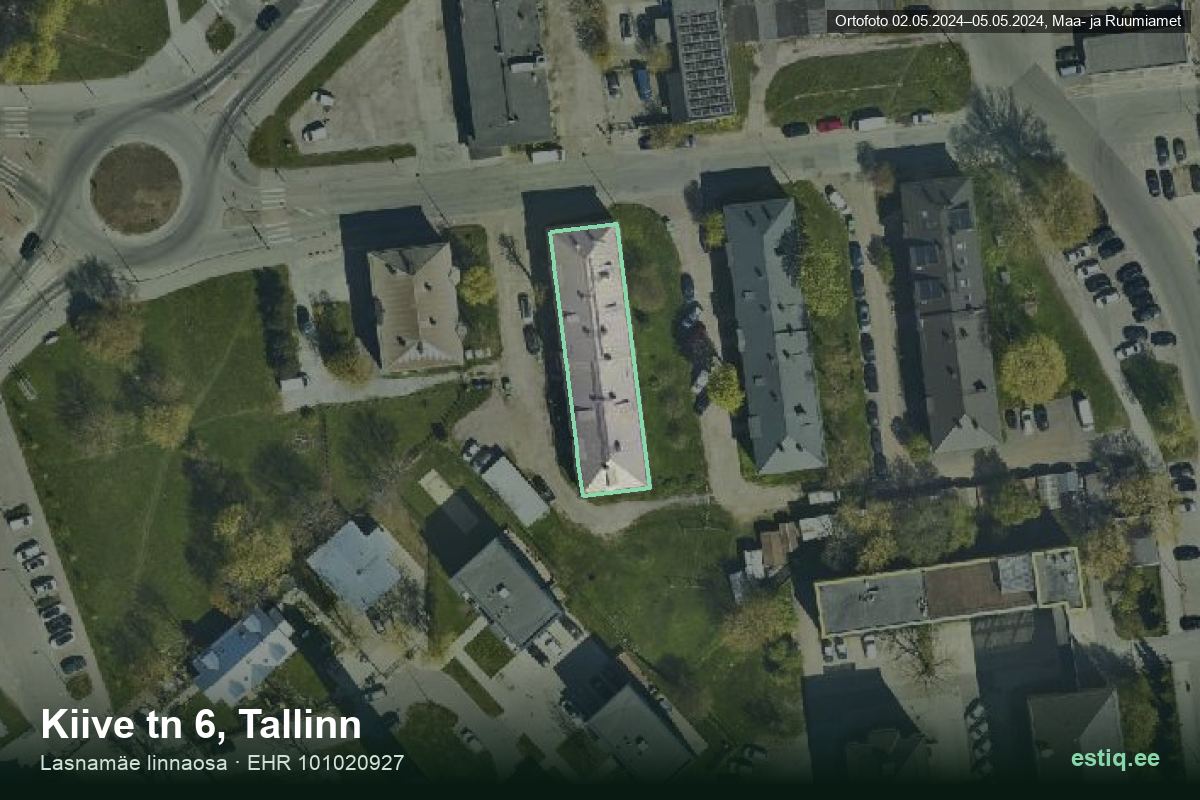 Kiive tänav 6, Tallinn – hoone aerofoto, kontuur ehitisregistri (EHR) andmetest