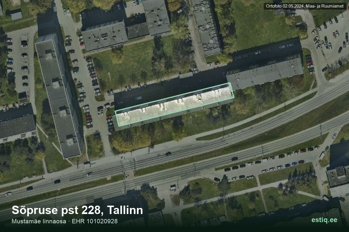 Sõpruse pst 228, Tallinn – hoone aerofoto, kontuur ehitisregistri (EHR) andmetest