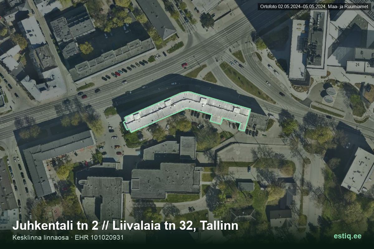 Liivalaia tänav 32, Tallinn – hoone aerofoto, kontuur ehitisregistri (EHR) andmetest