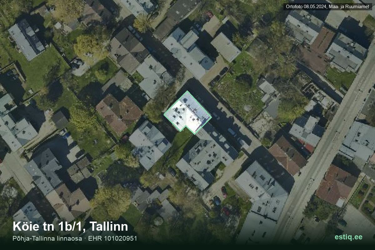 Köie tänav 1b/1, Tallinn – hoone aerofoto, kontuur ehitisregistri (EHR) andmetest