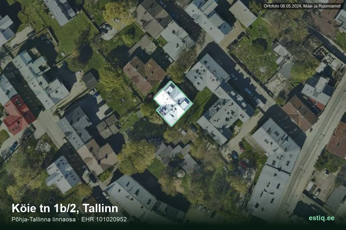Köie tänav 1b/2, Tallinn – hoone aerofoto, kontuur ehitisregistri (EHR) andmetest