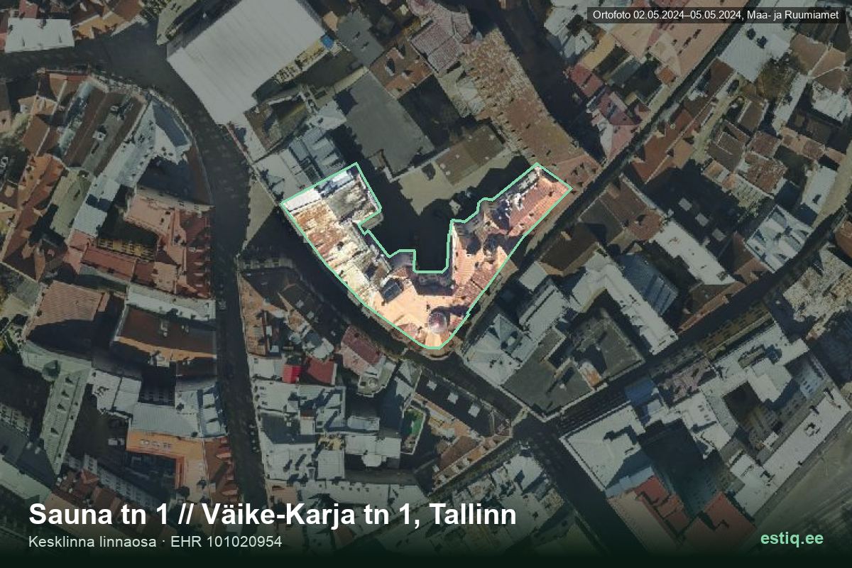 Sauna tänav 1, Tallinn – aerial photo of the building, outline from the Building Register (EHR)