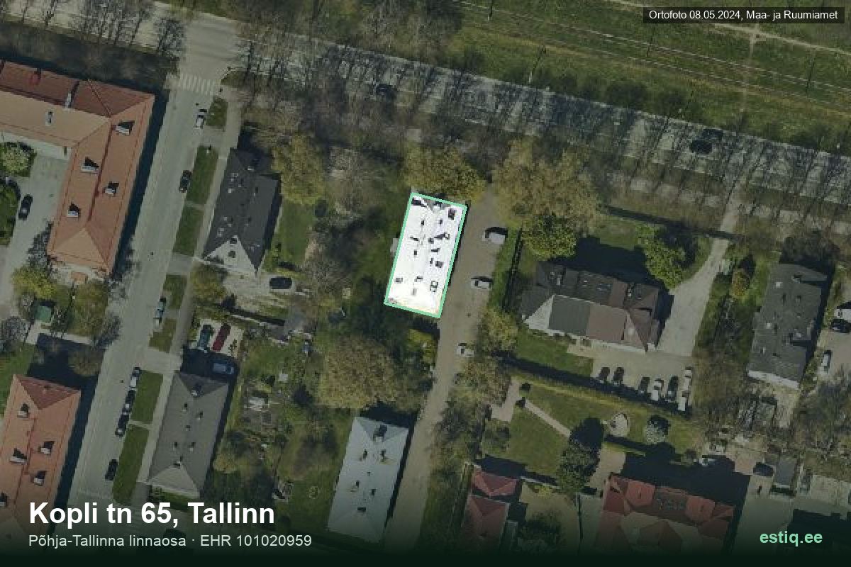 Kopli tänav 65, Tallinn – hoone aerofoto, kontuur ehitisregistri (EHR) andmetest