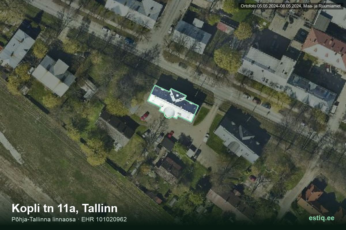 Kopli tänav 11a, Tallinn – hoone aerofoto, kontuur ehitisregistri (EHR) andmetest