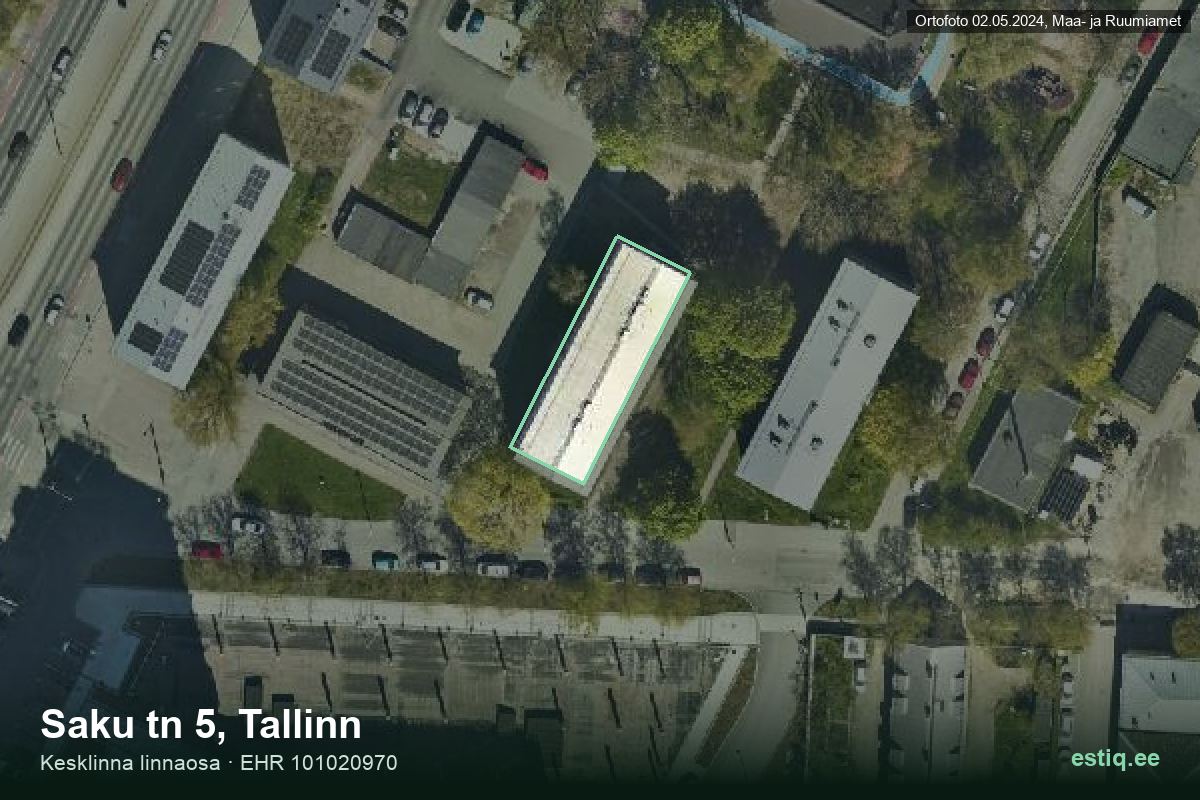 Saku tänav 5, Tallinn – aerial photo of the building, outline from the Building Register (EHR)