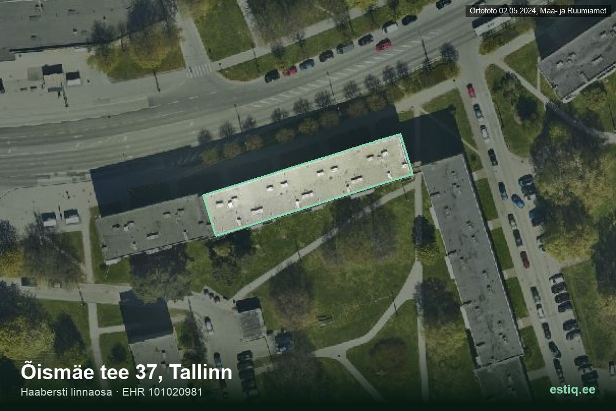 Õismäe tee 37, Tallinn – hoone aerofoto, kontuur ehitisregistri (EHR) andmetest