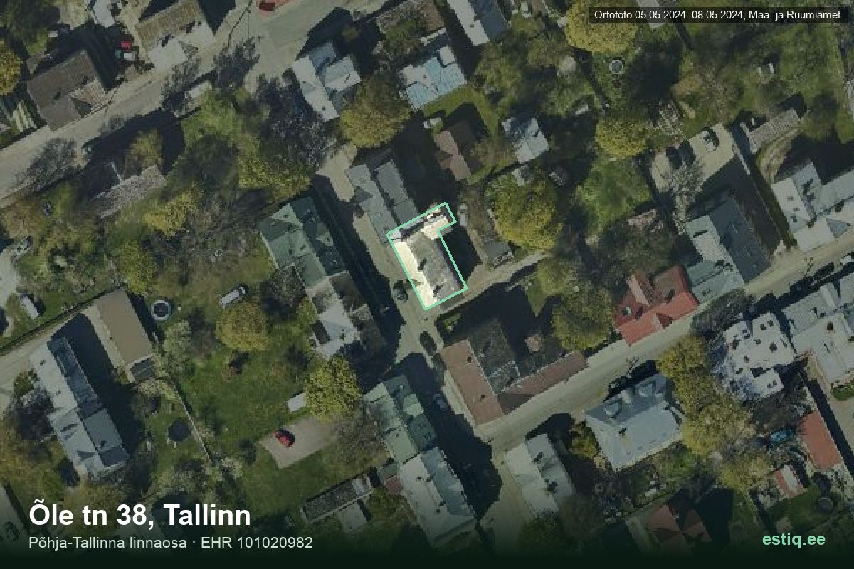 Õle tänav 38, Tallinn – hoone aerofoto, kontuur ehitisregistri (EHR) andmetest