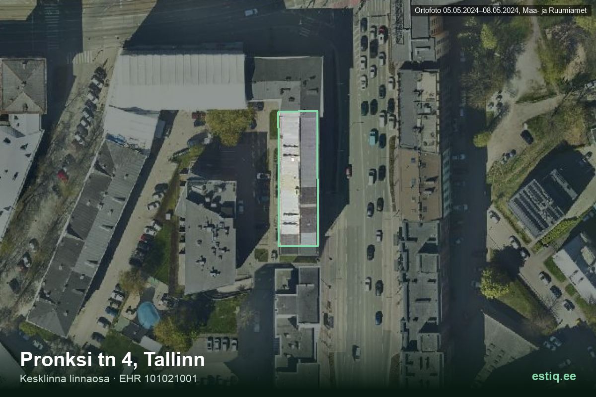 Pronksi tänav 4, Tallinn – aerial photo of the building, outline from the Building Register (EHR)